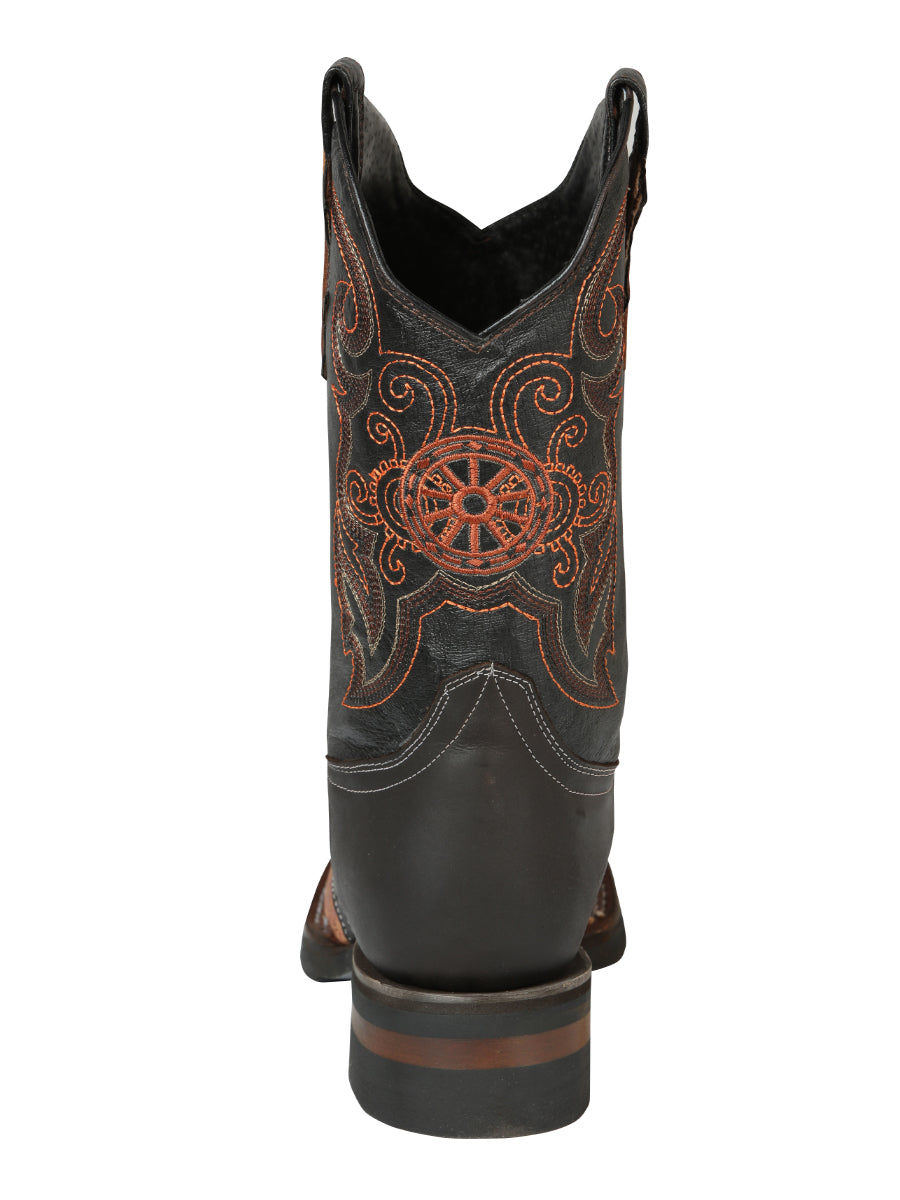 Men's Genuine Leather Embroidered Saddle Western Cowboy Boots 'El General' 40667
