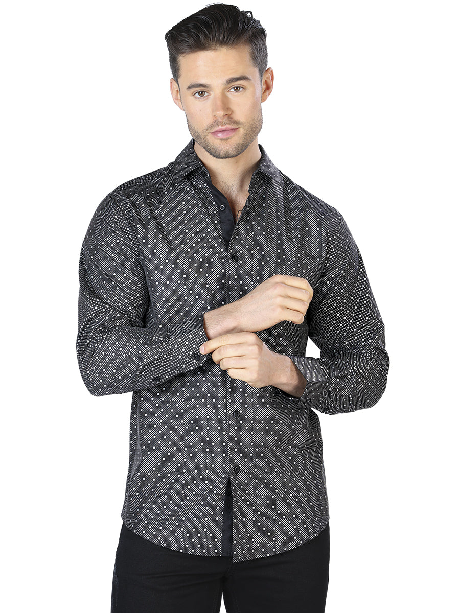 Men's Black Printed Long Sleeve Western Shirt 'El Señor de los Cielos'44043