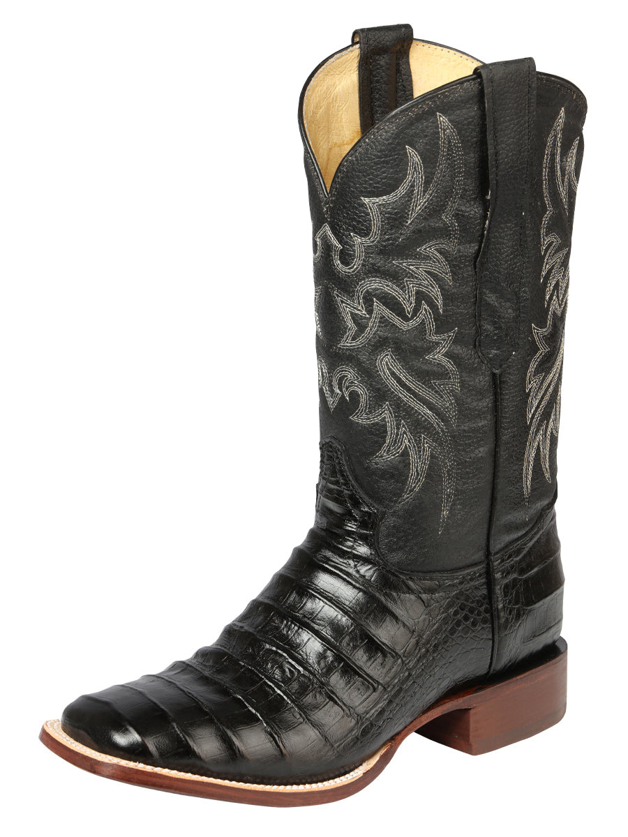 Men's Leather Coco Belly Cowboy Rodeo Boots 'El Señor De Los Cielos' Black 44938