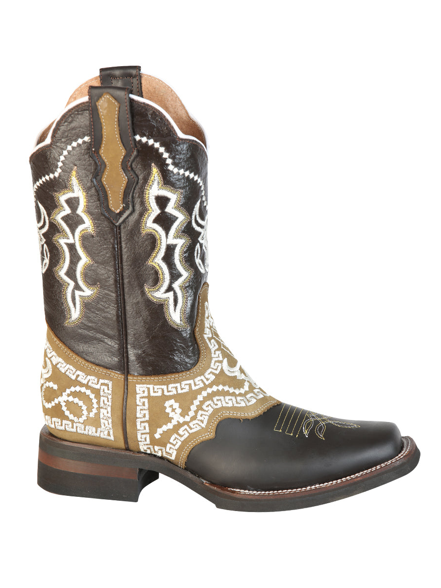 Botas vaqueras de rodeo bordadas de cuero genuino para hombre 'El General' 51110