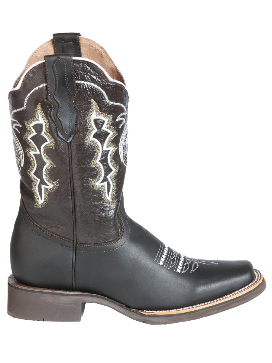 Botas vaqueras de piel auténtica con diseño bordado para hombre 'El General' 51118