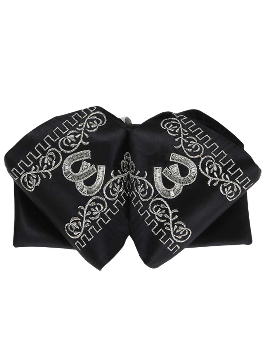 Adult Mexican Charro Bow Tie 100% Polyester Black/Silver 600134 - BELLEZA'S - Adult Mexican Charro Bow Tie 100% Polyester Black/Silver 600134 - CABALLERO - 60013401