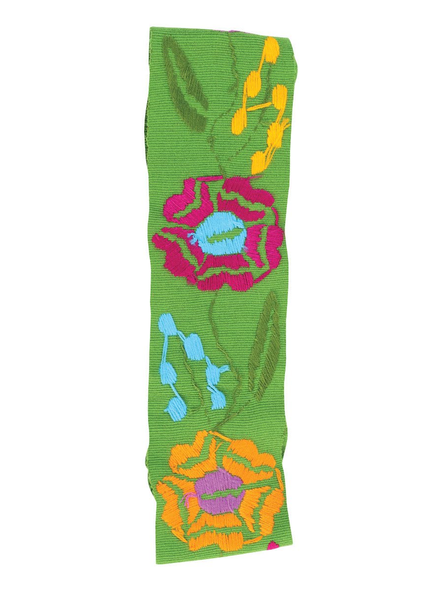 Artisanal Embroidered Belt Floral 100% Acrylic Green 602264 - BELLEZA'S - Artisanal Embroidered Belt Floral 100% Acrylic Green 602264 - DAMA - 60226401