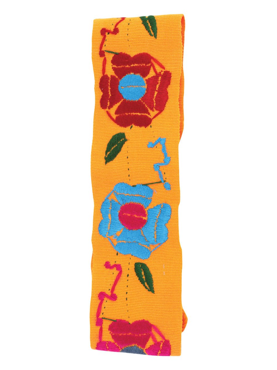 Artisanal Embroidered Belt Floral 100% Acrylic Orange 602258 - BELLEZA'S - Artisanal Embroidered Belt Floral 100% Acrylic Orange 602258 - DAMA - 60225801