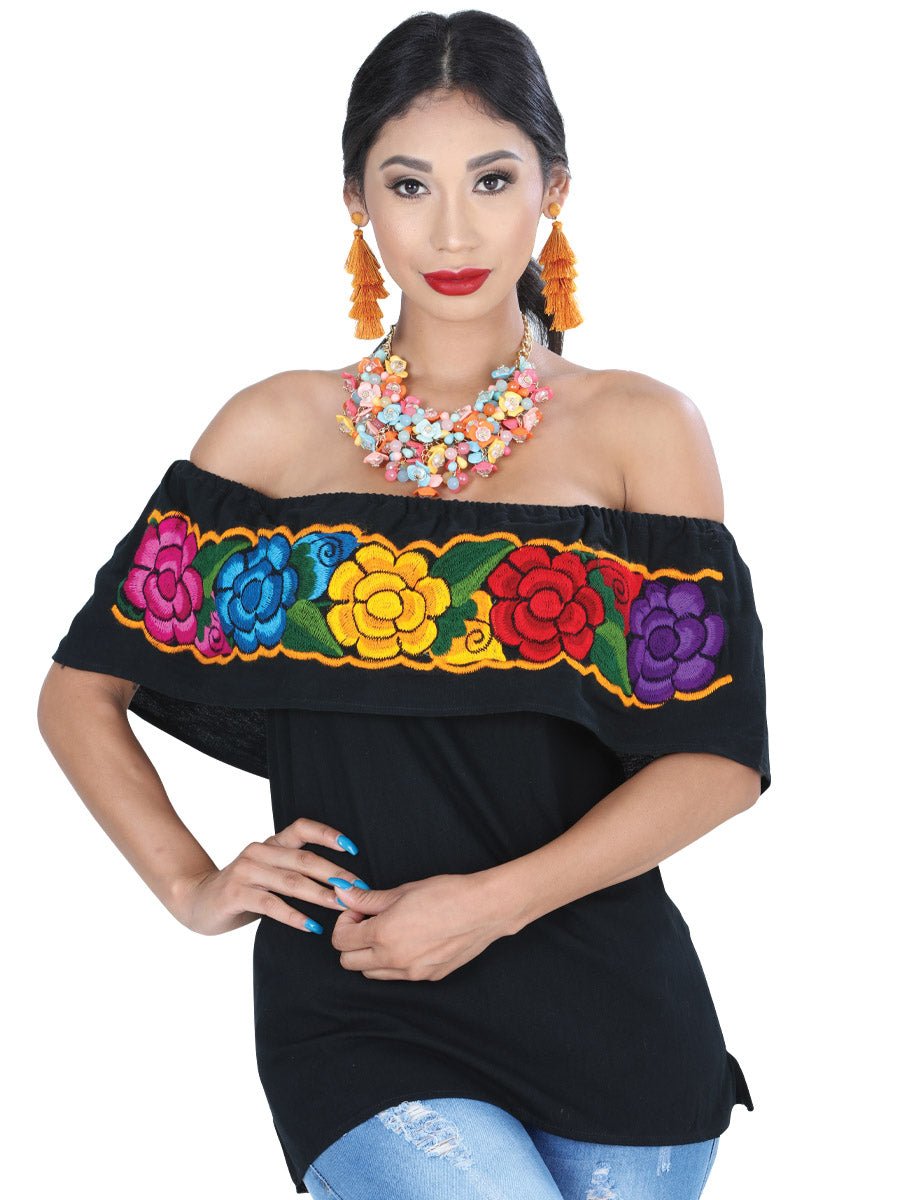 Artisanal Embroidered Blouse 100% Cotton Black 601435 - BELLEZA'S - Artisanal Embroidered Blouse 100% Cotton Black 601435 - DAMA - 60143501
