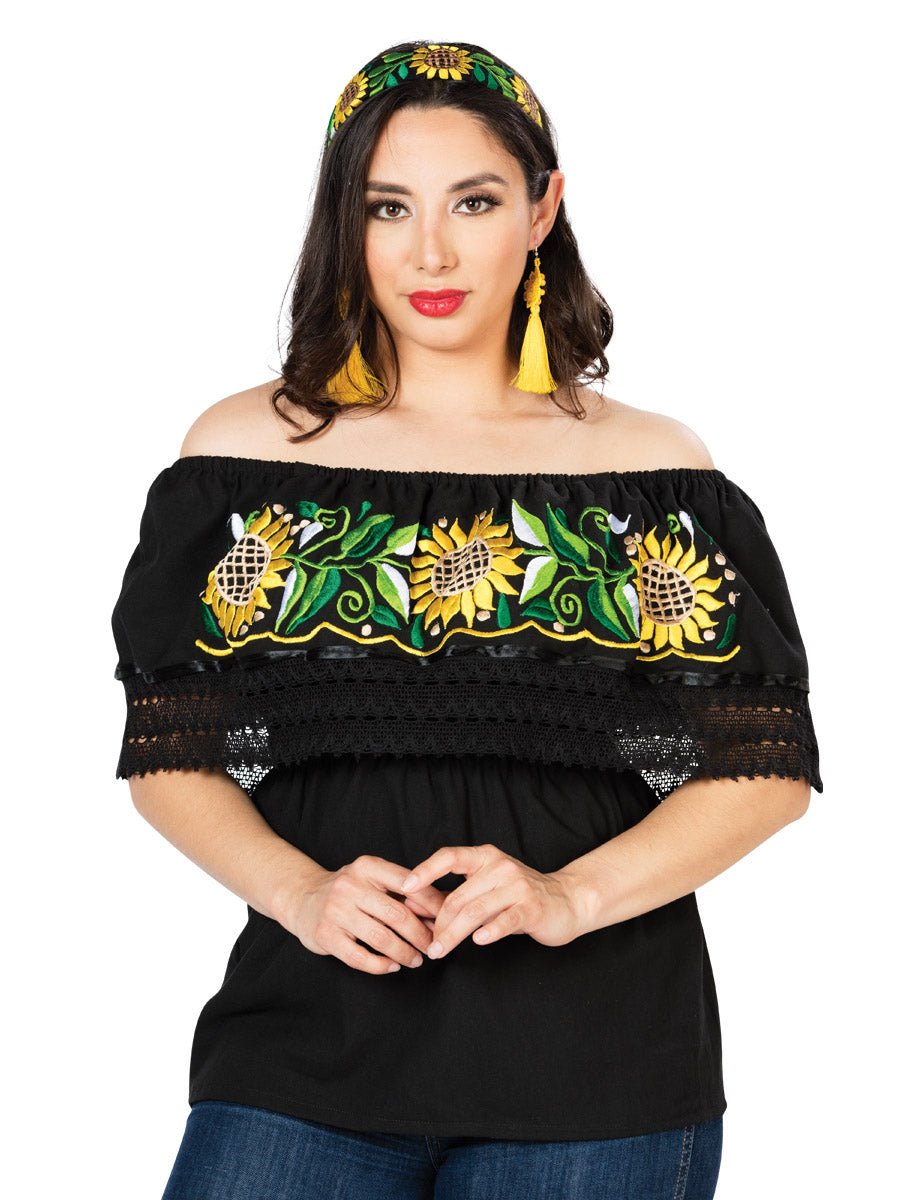 Artisanal Embroidered Blouse 100% Cotton Black 603062 - BELLEZA'S - Artisanal Embroidered Blouse 100% Cotton Black 603062 - DAMA - 60306201