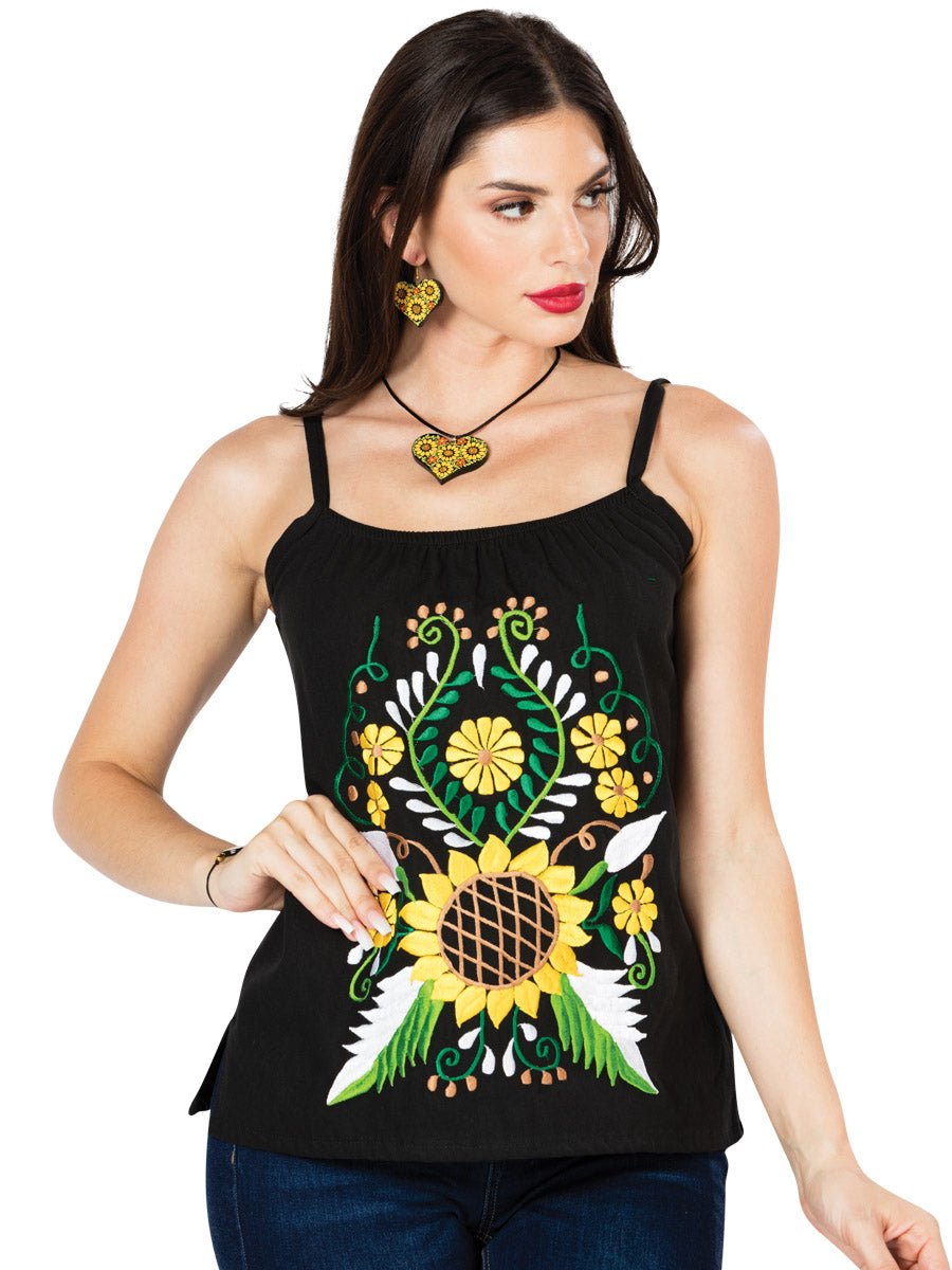 Artisanal Embroidered Blouse 100% Cotton Black 603070 - BELLEZA'S - Artisanal Embroidered Blouse 100% Cotton Black 603070 - DAMA - 60307001