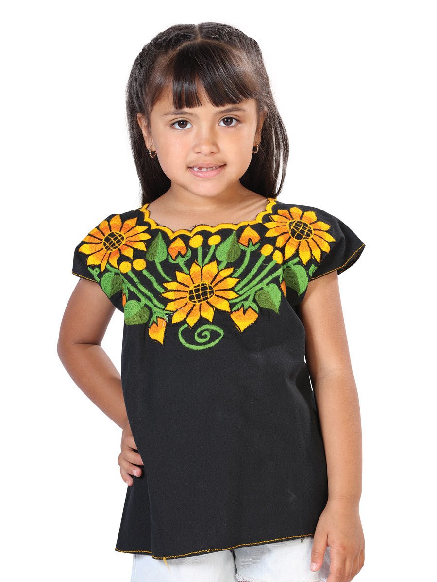 Artisanal Embroidered Blouse 100% Cotton Black 603599 - BELLEZA'S - Artisanal Embroidered Blouse 100% Cotton Black 603599 - NIÑA - 60359901