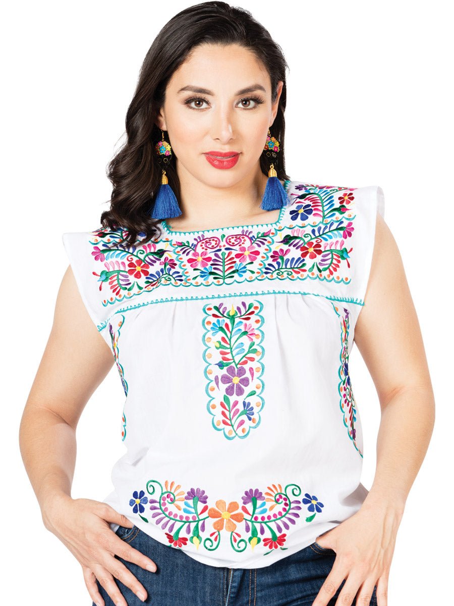 Artisanal Embroidered Blouse 100% Cotton White 603049 - BELLEZA'S - Artisanal Embroidered Blouse 100% Cotton White 603049 - DAMA - 60304901