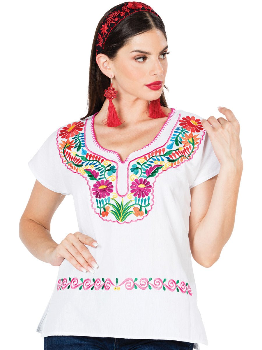 Artisanal Embroidered Blouse 100% Cotton White 603057 - BELLEZA'S - Artisanal Embroidered Blouse 100% Cotton White 603057 - DAMA - 60305701