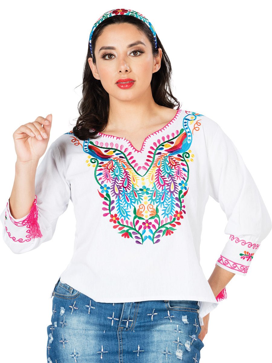 Artisanal Embroidered Blouse 100% Cotton White 603182 - BELLEZA'S - Artisanal Embroidered Blouse 100% Cotton White 603182 - DAMA - 60318201