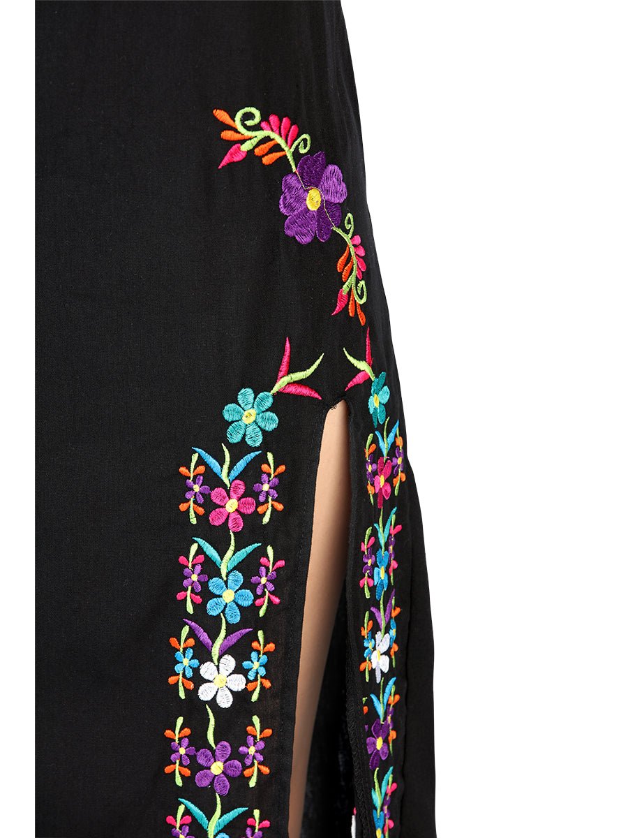 Artisanal Embroidered Dress 100% Cotton Black 604054 - BELLEZA'S - Artisanal Embroidered Dress 100% Cotton Black 604054 - DAMA - 60405401