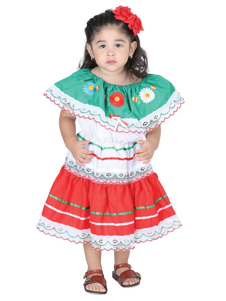 Artisanal Embroidered Dress 50% Cotton, 50% Polyester Tricolor 601481 - BELLEZA'S - Artisanal Embroidered Dress 50% Cotton, 50% Polyester Tricolor 601481 - NIÑA - 60148101