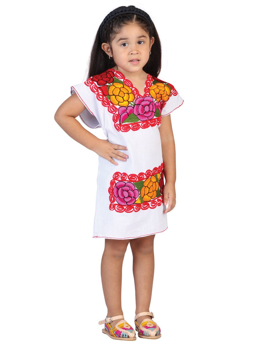 Artisanal Embroidered Dress 50% Cotton, 50% Polyester White 601662 - BELLEZA'S - Artisanal Embroidered Dress 50% Cotton, 50% Polyester White 601662 - NIÑA - 60166201