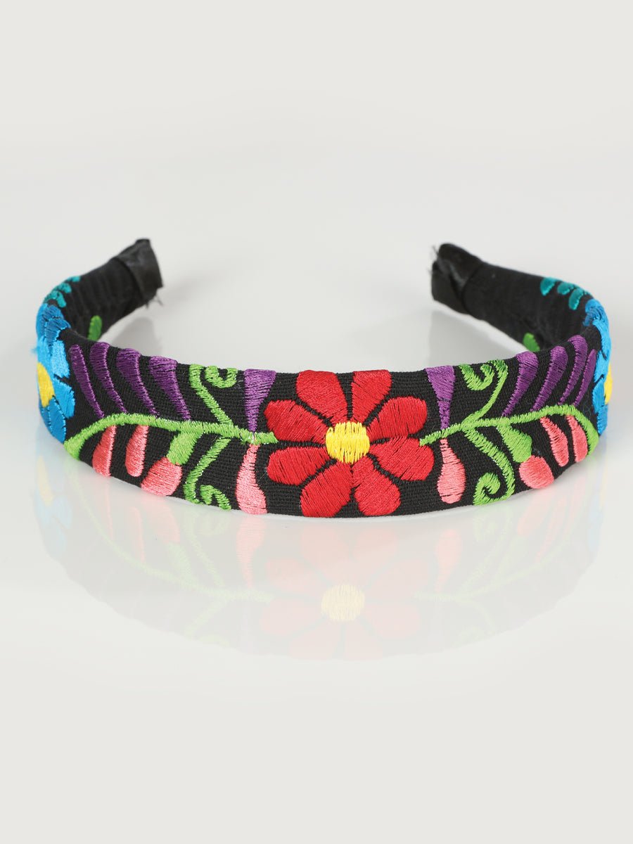 Artisanal Embroidered Headband 100% Cotton Black 602694 - BELLEZA'S - Artisanal Embroidered Headband 100% Cotton Black 602694 - DAMA - 60269401