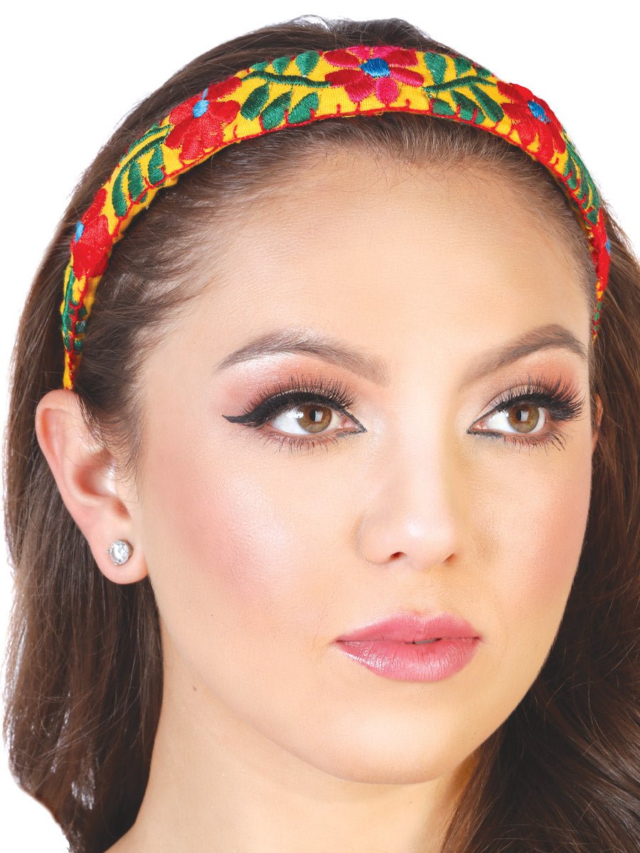 Artisanal Embroidered Headband 100% Cotton Yellow 602695 - BELLEZA'S - Artisanal Embroidered Headband 100% Cotton Yellow 602695 - DAMA - 60269501