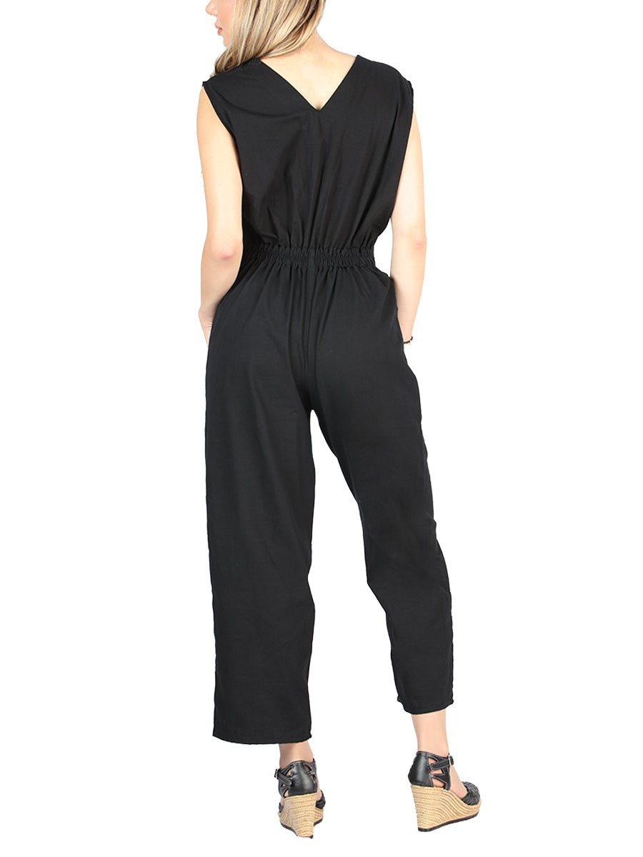 Artisanal Embroidered Jumpsuit 100% Cotton Black 604047 - BELLEZA'S - Artisanal Embroidered Jumpsuit 100% Cotton Black 604047 - DAMA - 60404701