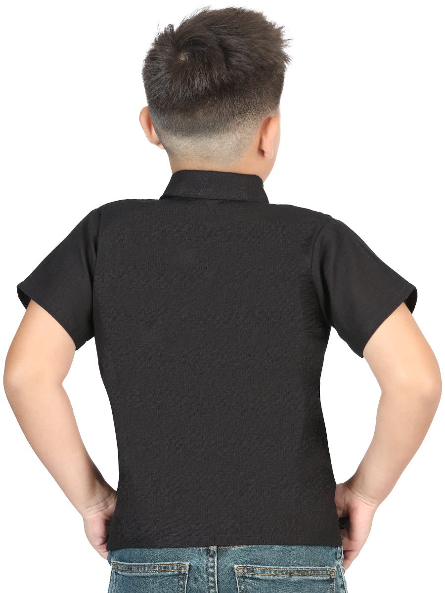 Artisanal Embroidered Shirt 100% Cotton Black 603980 - BELLEZA'S - Artisanal Embroidered Shirt 100% Cotton Black 603980 - NIÑO - 60398001