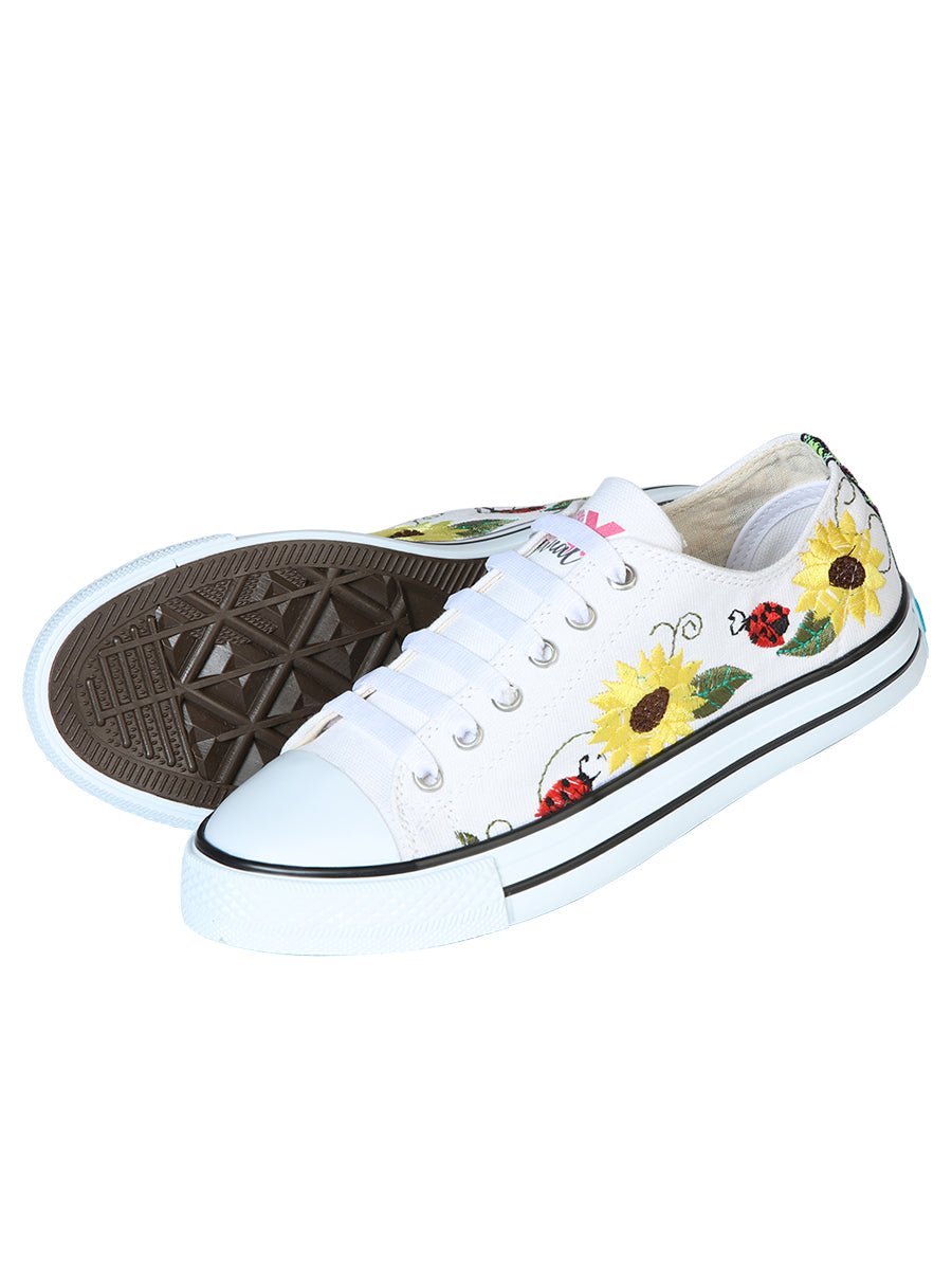 Artisanal Embroidered Sneakers Textile Canvas White 602786 - BELLEZA'S - Artisanal Embroidered Sneakers Textile Canvas White 602786 - DAMA - 60278601