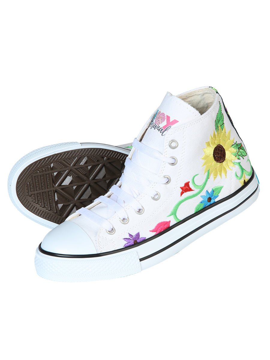 Artisanal Embroidered Sneakers Textile Canvas White 602787 - BELLEZA'S - Artisanal Embroidered Sneakers Textile Canvas White 602787 - DAMA - 60278701