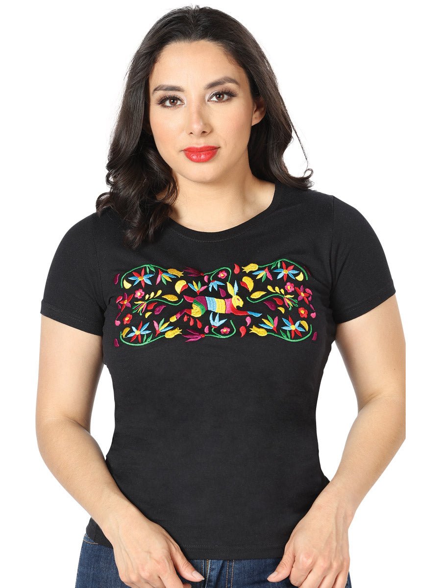 Artisanal Embroidered T Shirt Black 602761 - BELLEZA'S - Artisanal Embroidered T Shirt Black 602761 - DAMA - 60276101