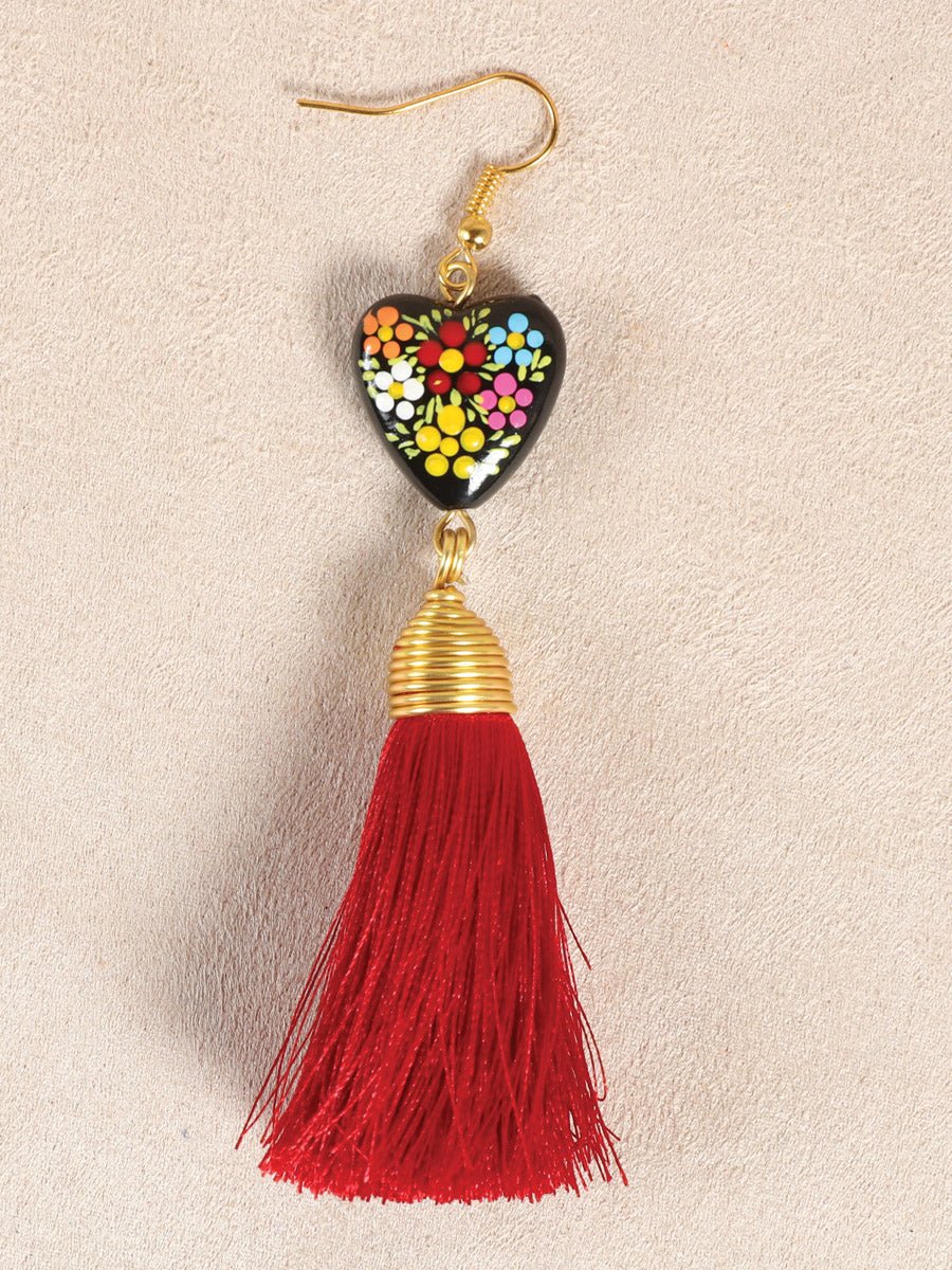 Artisanal Hand Painted Earrings Red 602162 - BELLEZA'S - Artisanal Hand Painted Earrings Red 602162 - DAMA - 60216201