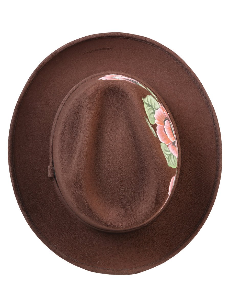 Artisanal Hand Painted Hat Suede Brown 603822 - BELLEZA'S - Artisanal Hand Painted Hat Suede Brown 603822 - DAMA - 60382201