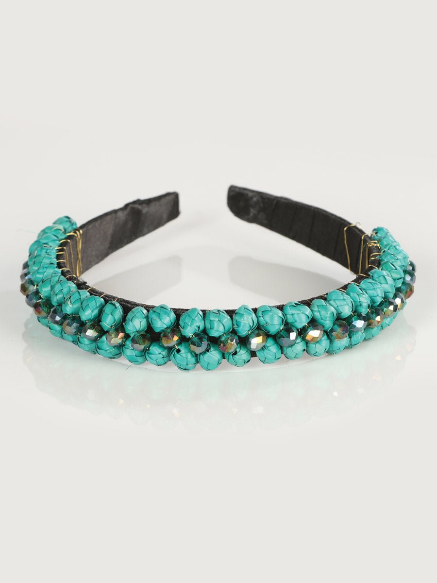 Artisanal Handcrafted Headband 100% Leaf Palm Emerald 603273 - BELLEZA'S - Artisanal Handcrafted Headband 100% Leaf Palm Emerald 603273 - DAMA - 60327301
