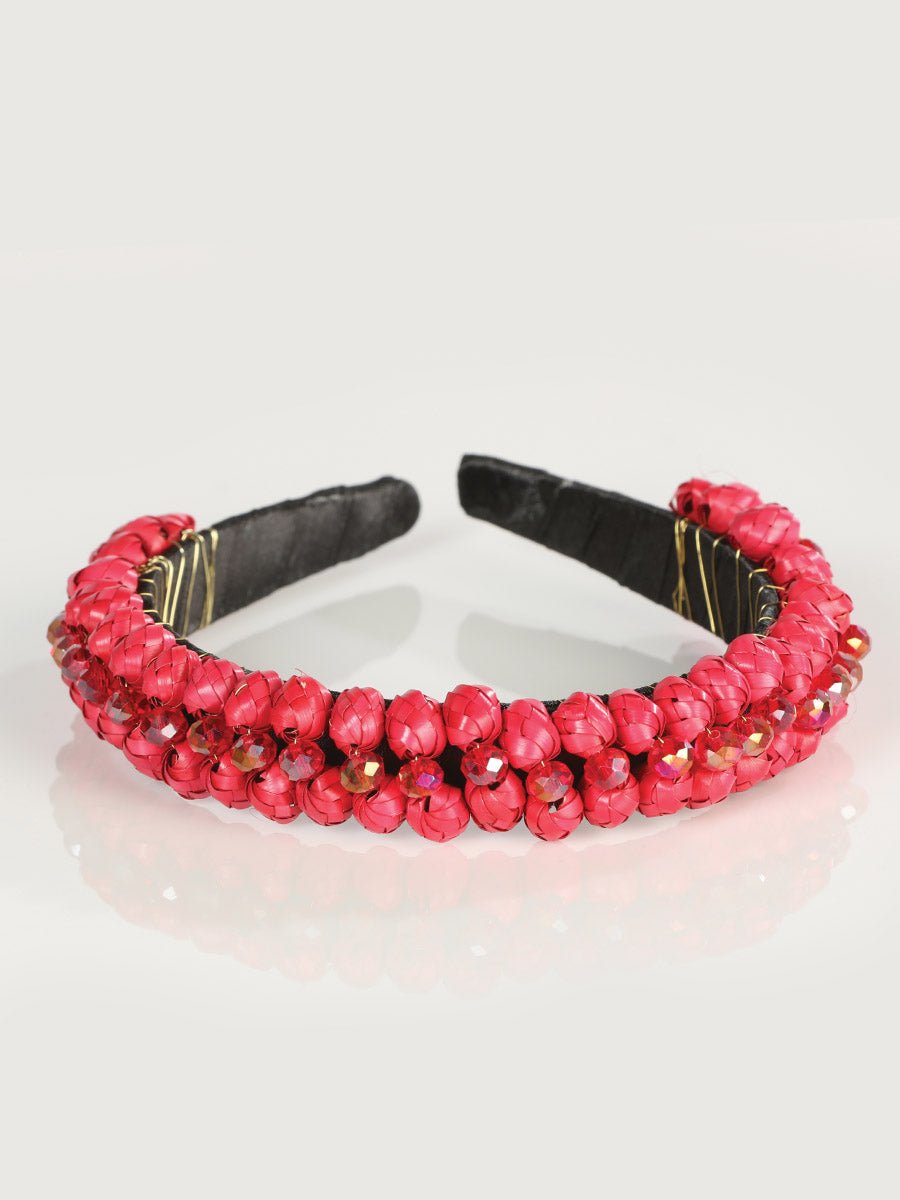 Artisanal Handcrafted Headband 100% Leaf Palm Red 603275 - BELLEZA'S - Artisanal Handcrafted Headband 100% Leaf Palm Red 603275 - DAMA - 60327501