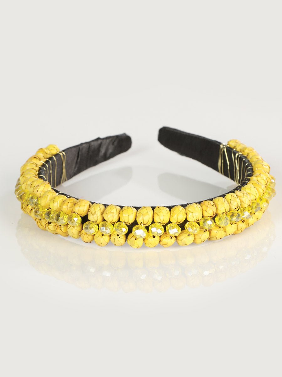 Artisanal Handcrafted Headband 100% Leaf Palm Yellow 603272 - BELLEZA'S - Artisanal Handcrafted Headband 100% Leaf Palm Yellow 603272 - DAMA - 60327201