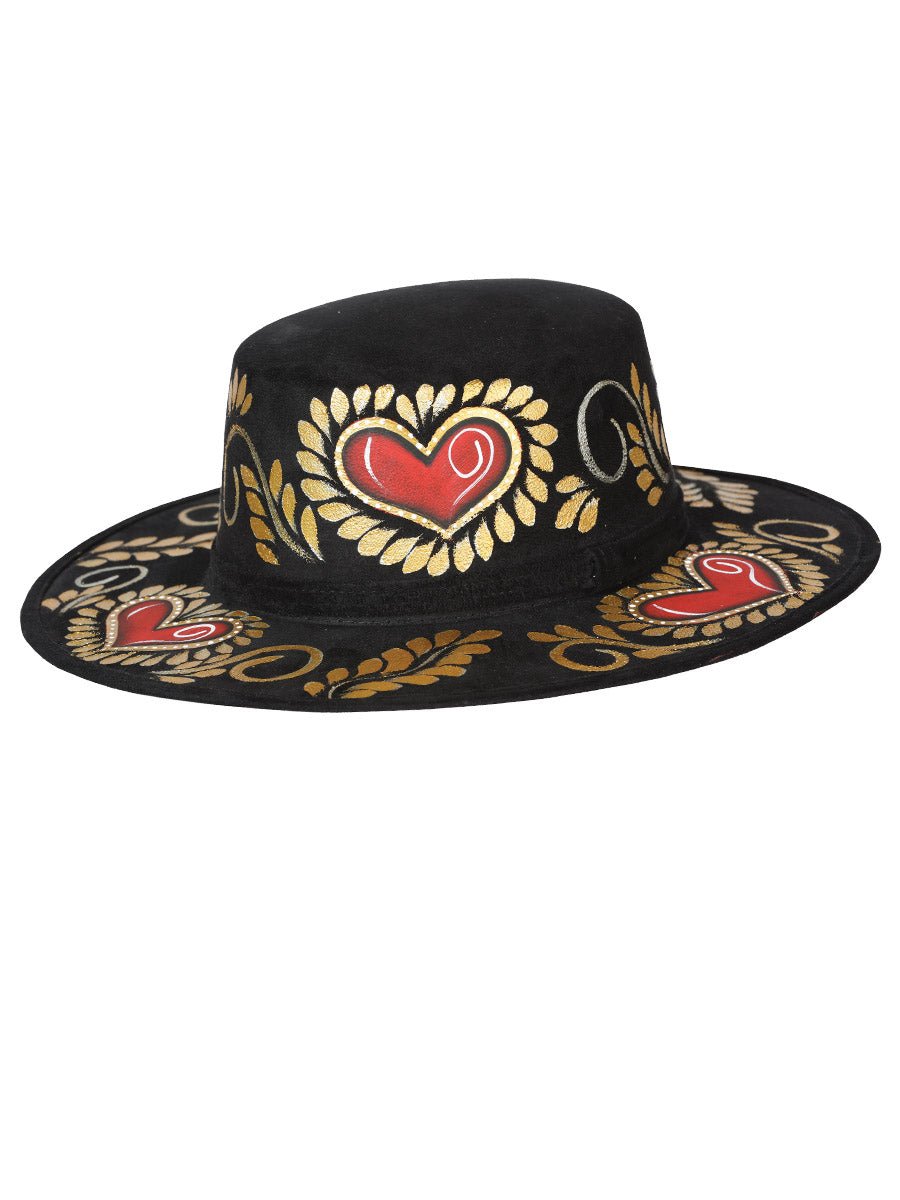 Artisanal Mexican Hand - Painted Hat Suede Black 603722 - BELLEZA'S - Artisanal Mexican Hand - Painted Hat Suede Black 603722 - DAMA - 60372201