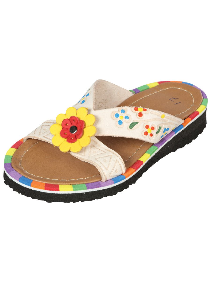 Artisanal Mexican Sandals Leather Natural 603389 - BELLEZA'S - Artisanal Mexican Sandals Leather Natural 603389 - NIÑA - 60338901