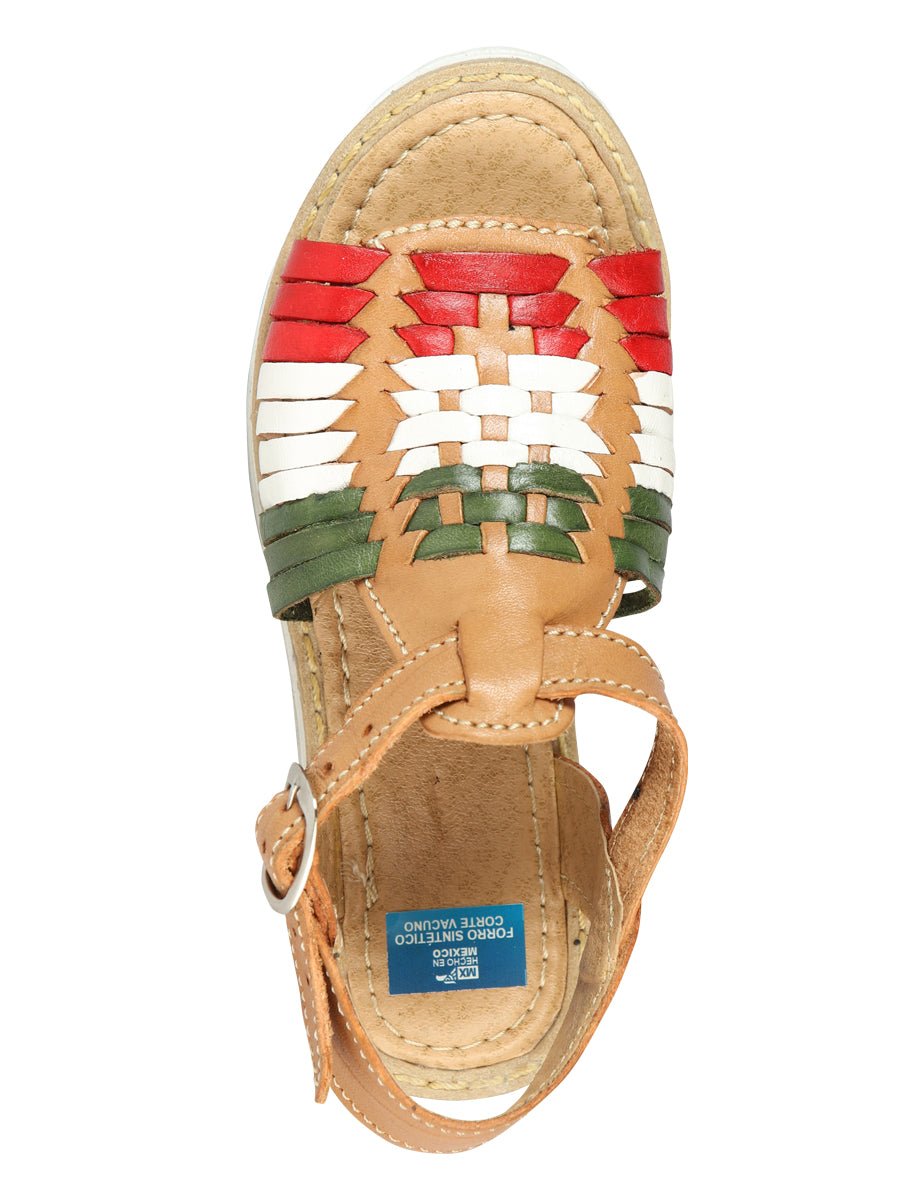 Artisanal Mexican Sandals Leather Tricolor 603943 - BELLEZA'S - Artisanal Mexican Sandals Leather Tricolor 603943 - NIÑA - 60394301