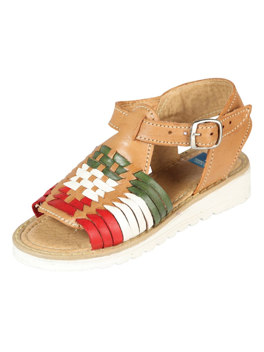 Artisanal Mexican Sandals Leather Tricolor 603943 - BELLEZA'S - Artisanal Mexican Sandals Leather Tricolor 603943 - NIÑA - 60394301