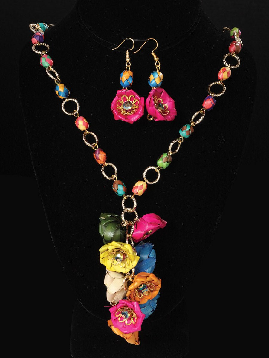 Artisanal Set Earrings - Necklace Palm Multicolor 603236 - BELLEZA'S - Artisanal Set Earrings - Necklace Palm Multicolor 603236 - Women's Earrings - 60323601