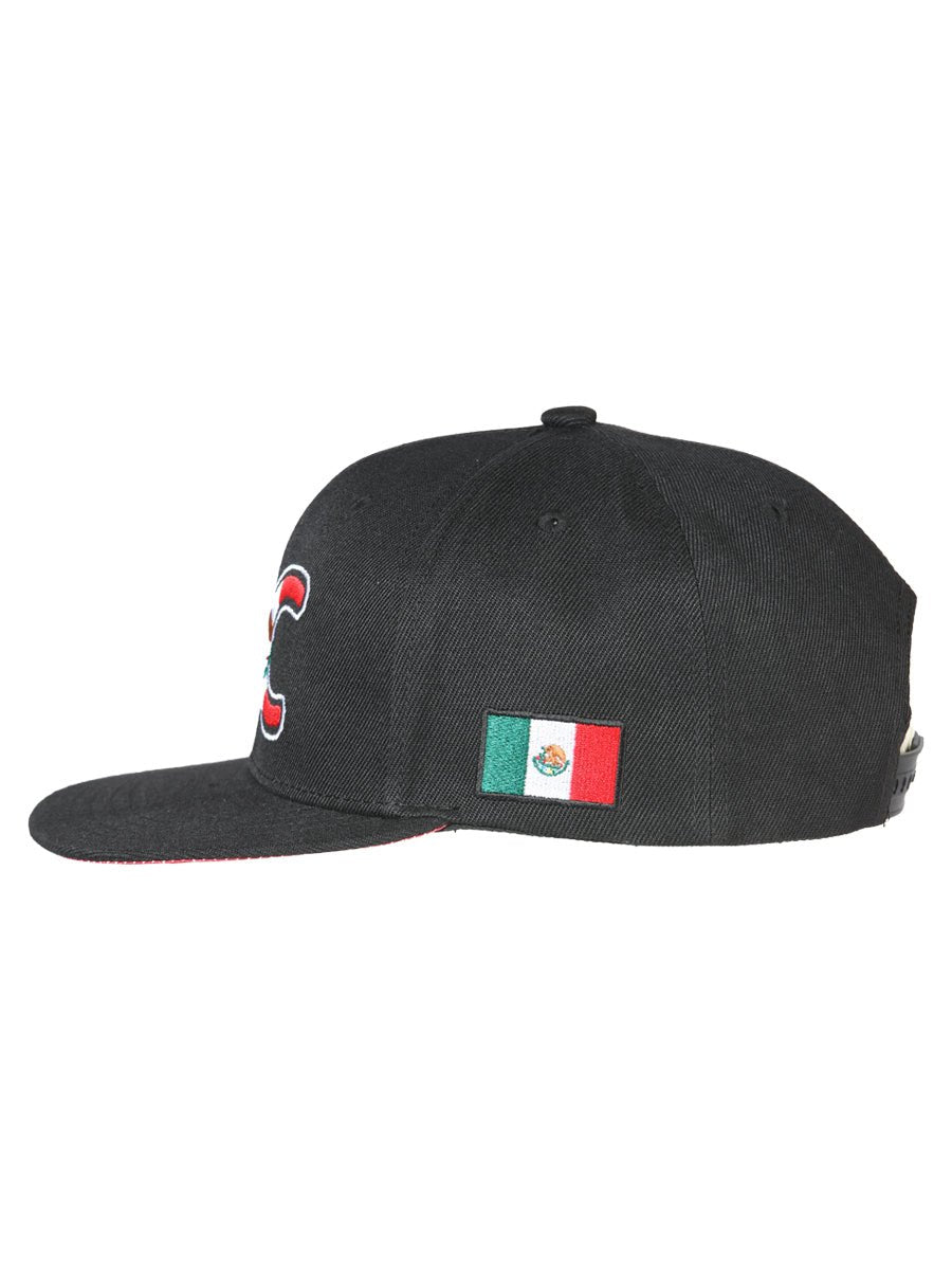 Baja California Black Embroidered Polyester Snap Back Cap 'El General' 44803 - BELLEZA'S - Baja California Black Embroidered Polyester Snap Back Cap 'El General' 44803 - Caps - 04480301
