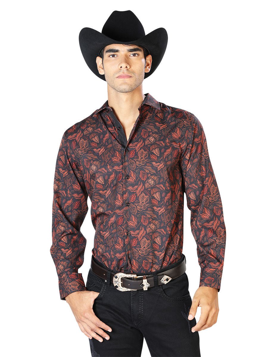 Black And Brick Long Sleeve Shirt 43541 - BELLEZA'S - Black And Brick Long Sleeve Shirt 43541 - CABALLERO - 04354101
