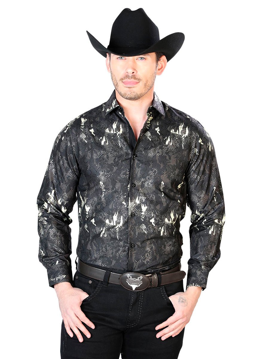 Black Casual Long Sleeve Shirt 43817 - BELLEZA'S - Black Casual Long Sleeve Shirt 43817 - CABALLERO - 04381701