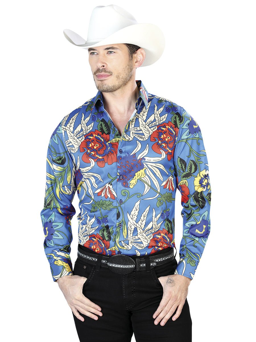 Blue Casual Long Sleeve Shirt 43677 - BELLEZA'S - Blue Casual Long Sleeve Shirt 43677 - CABALLERO - 04367701