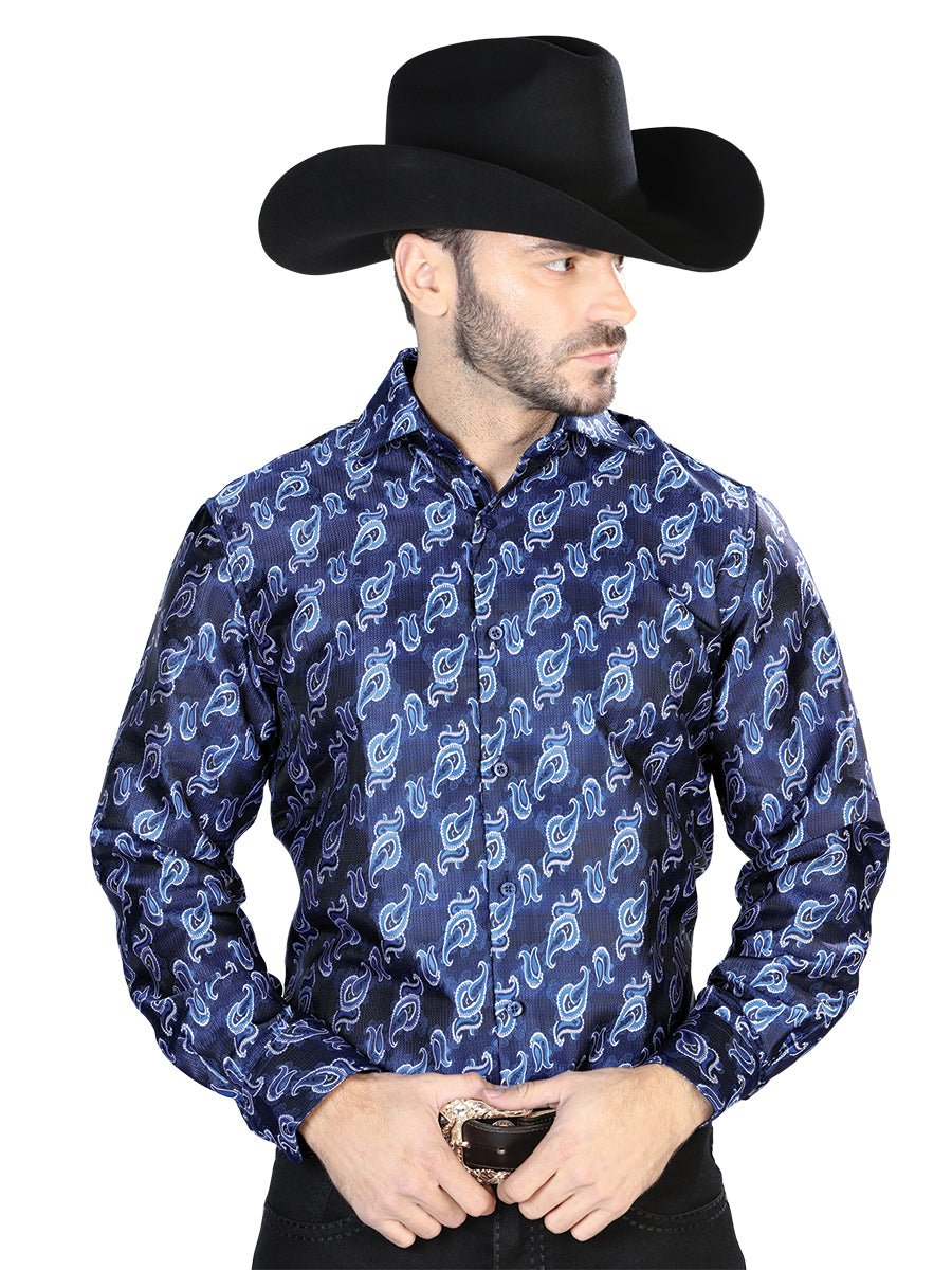 Blue Casual Long Sleeve Shirt 43755 - BELLEZA'S - Blue Casual Long Sleeve Shirt 43755 - CABALLERO - 04375501