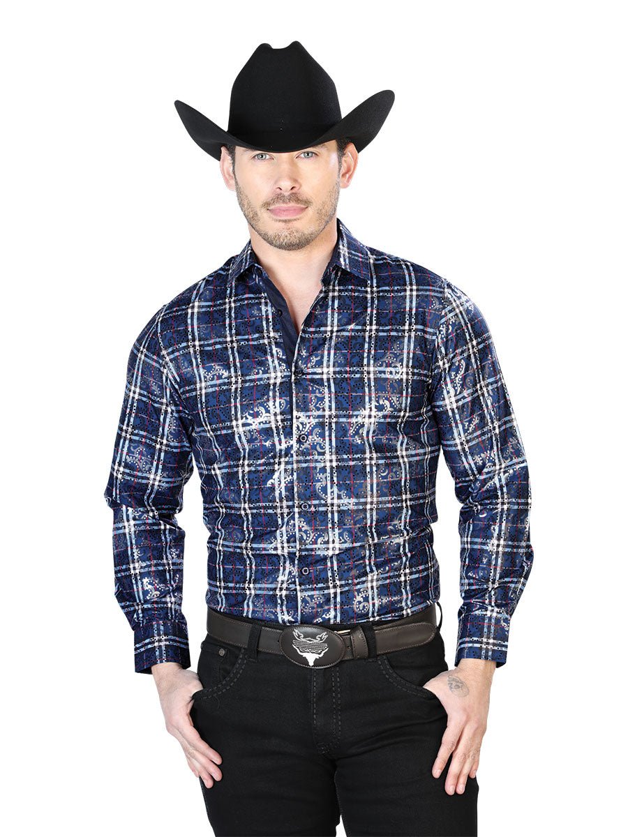 Blue Casual Long Sleeve Shirt 43821 - BELLEZA'S - Blue Casual Long Sleeve Shirt 43821 - CABALLERO - 04382101