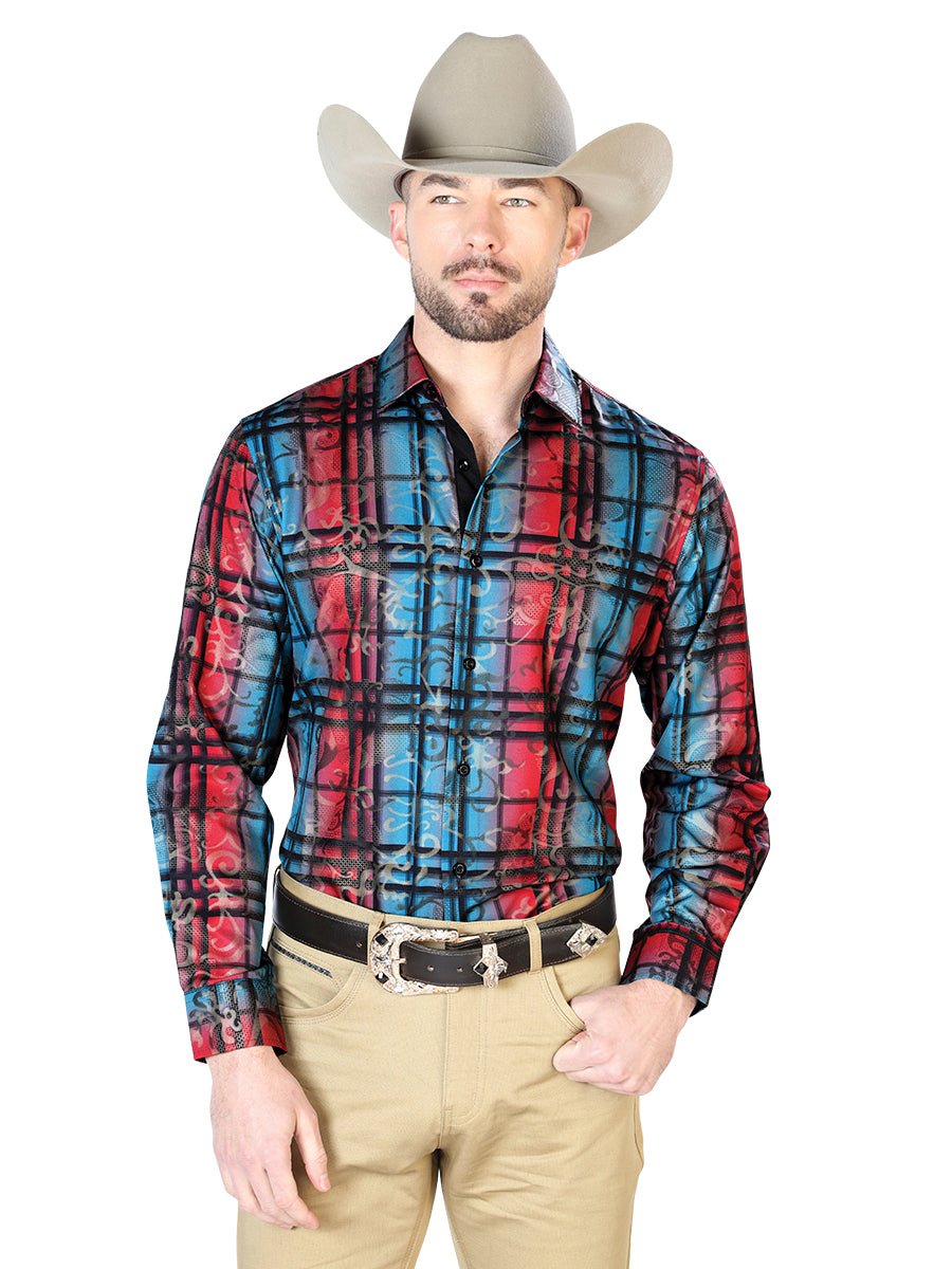Blue Casual Long Sleeve Shirt 43851 - BELLEZA'S - Blue Casual Long Sleeve Shirt 43851 - CABALLERO - 04385101