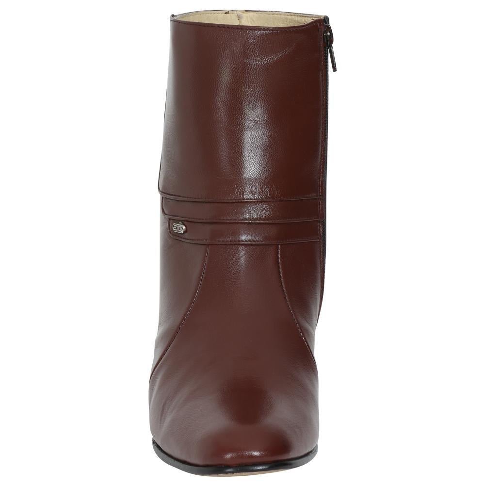 Botines de vestir clásicos para hombre en piel de cabra con cremallera lateral 'El Besserro', color vino 1912