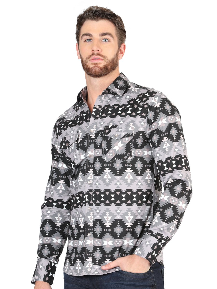 Casual Long - Sleeve Shirt by El General - Black 44397 - BELLEZA'S - Casual Long - Sleeve Shirt by El General - Black 44397 - CABALLERO - 04439701