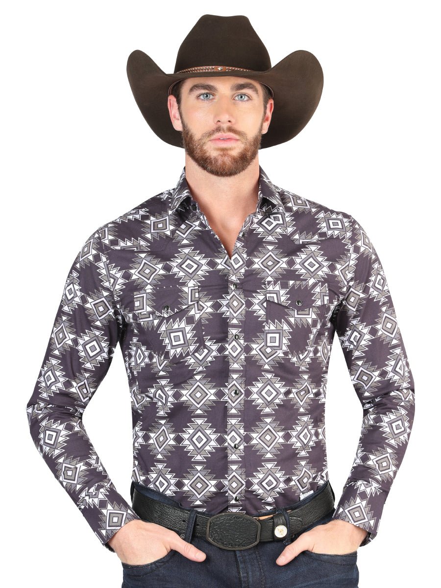 Casual Long - Sleeve Shirt by El General Dark Blue 44403 - BELLEZA'S - Casual Long - Sleeve Shirt by El General Dark Blue 44403 - CABALLERO - 04440301