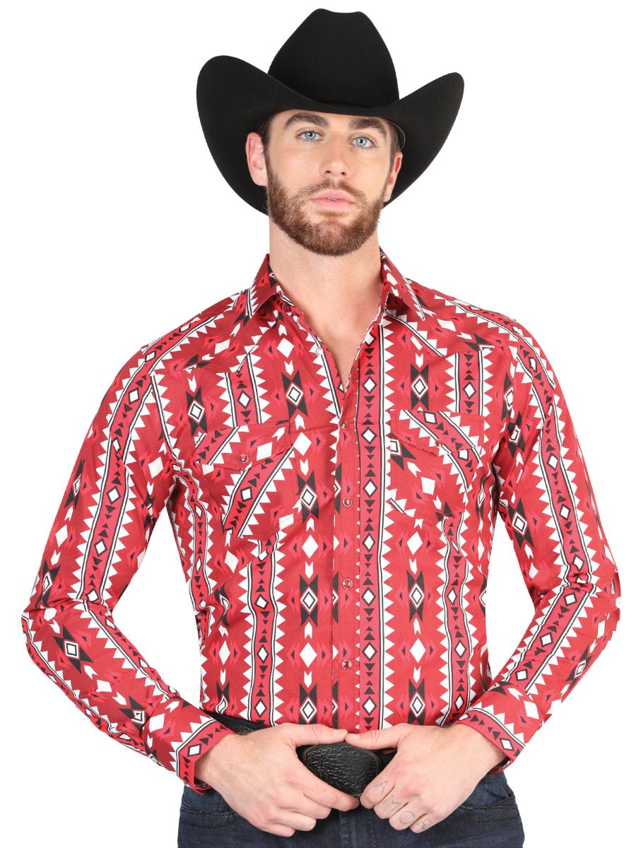 Casual Long - Sleeve Shirt by El General Red 44401 - BELLEZA'S - Casual Long - Sleeve Shirt by El General Red 44401 - CABALLERO - 04440101