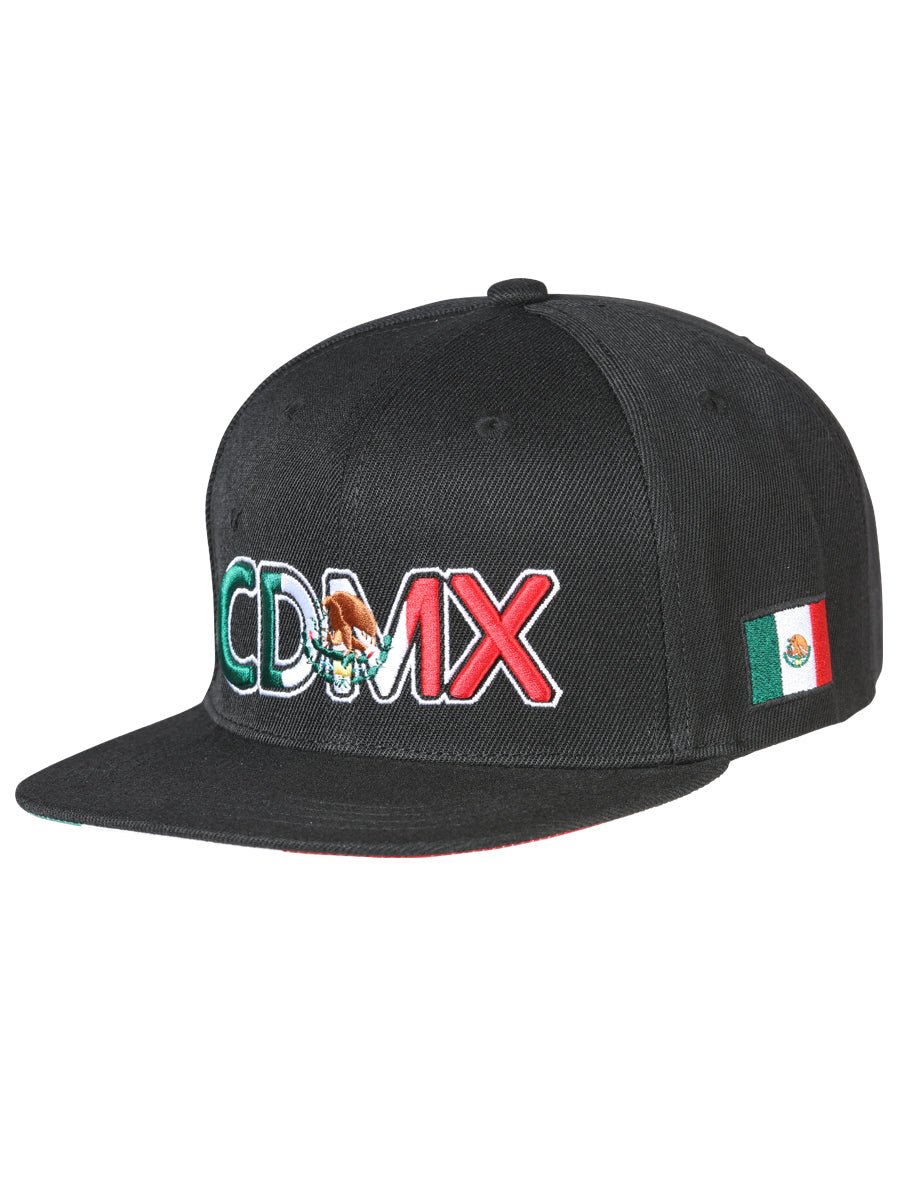 CDMX Black Embroidered Polyester Snap Back Cap 'El General' 44804 - BELLEZA'S - CDMX Black Embroidered Polyester Snap Back Cap 'El General' 44804 - Caps - 04480401