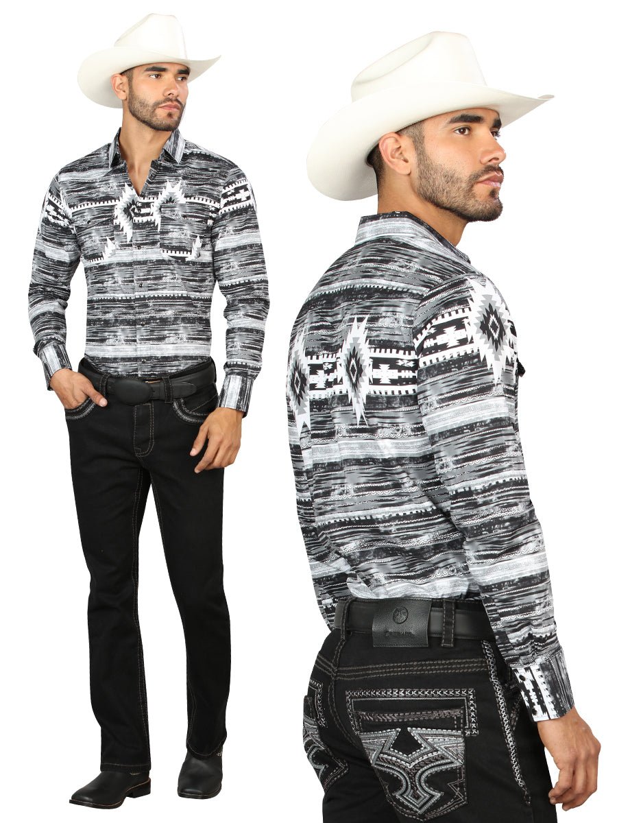 Centenario Men's Black Denim with Gray Embroidered Details 45311 - BELLEZA'S - Centenario Men's Black Denim with Gray Embroidered Details 45311 - Men's Pants - 04531101