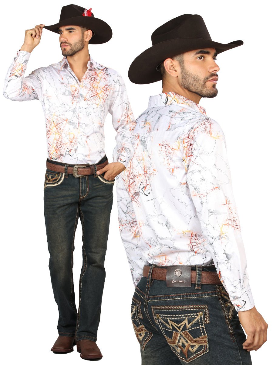 Centenario Men's Tinted Brown Denim with Embroidered Details 45316 - BELLEZA'S - Centenario Men's Tinted Brown Denim with Embroidered Details 45316 - Men's Pants - 04531601
