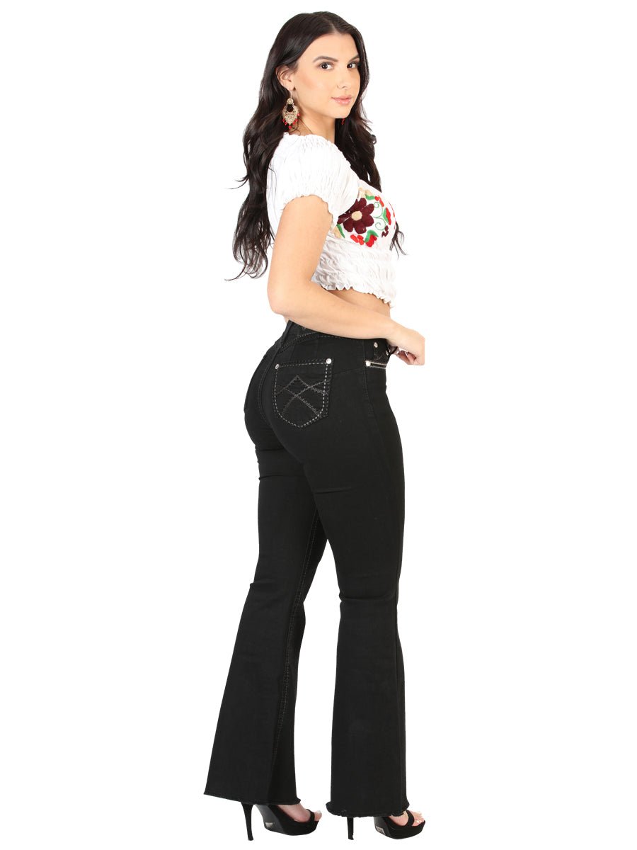 Centenario Women's Black Bootcut Denim Jeans 45543 - BELLEZA'S - Centenario Women's Black Bootcut Denim Jeans 45543 - Women's Pants - 04554301